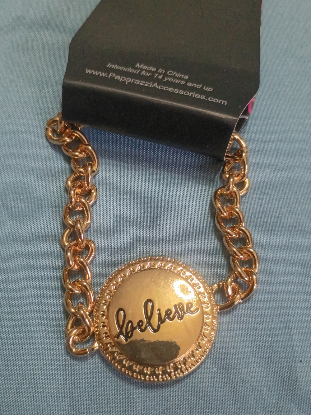 Paparazzi Gold Believe Script Medallion Bracelet